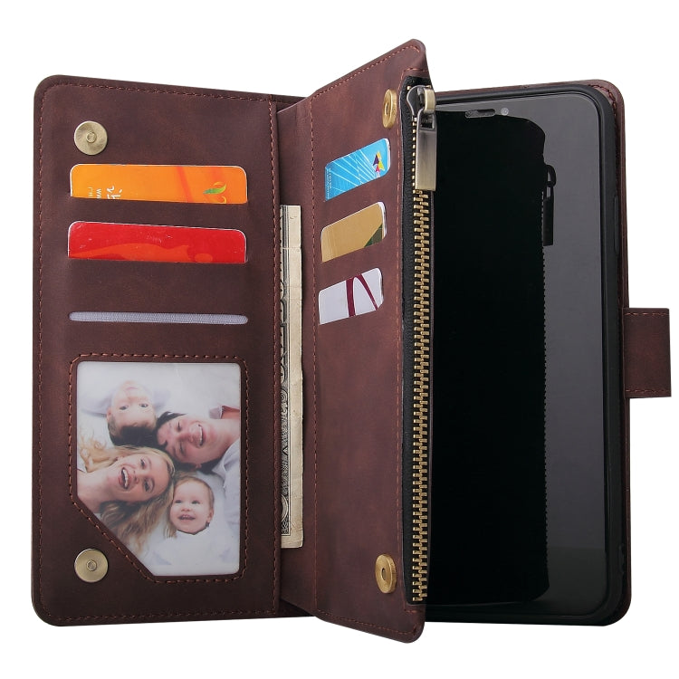 For iPhone XS Max Multifunctional Retro Frosted Horizontal Flip Leather Case with Card Slot & Holder & Zipper Wallet & Photo Frame & Lanyard