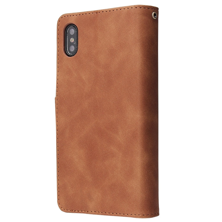 For iPhone XS Max Multifunctional Retro Frosted Horizontal Flip Leather Case with Card Slot & Holder & Zipper Wallet & Photo Frame & Lanyard
