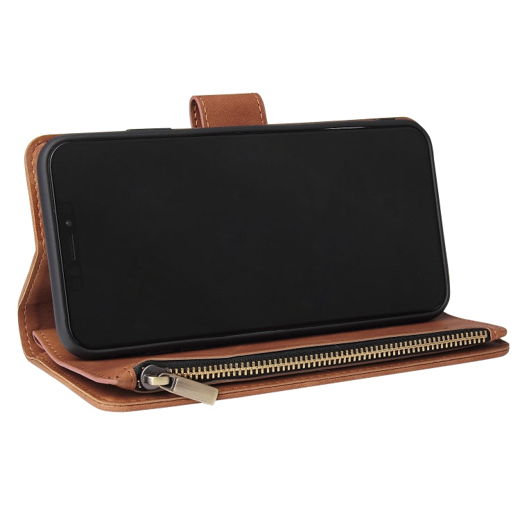 For iPhone XS Max Multifunctional Retro Frosted Horizontal Flip Leather Case with Card Slot & Holder & Zipper Wallet & Photo Frame & Lanyard