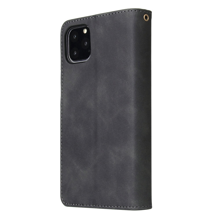 For iPhone 11 Pro Multifunctional Retro Frosted Horizontal Flip Leather Case with Card Slot & Holder & Zipper Wallet & Photo Frame & Lanyard
