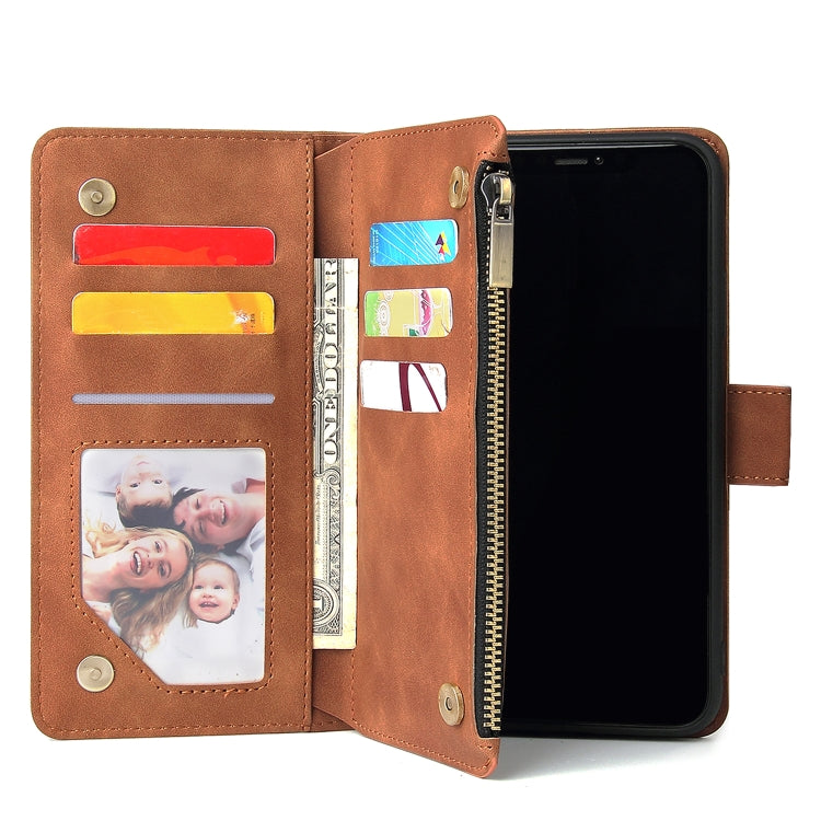 For iPhone 11 Pro Multifunctional Retro Frosted Horizontal Flip Leather Case with Card Slot & Holder & Zipper Wallet & Photo Frame & Lanyard