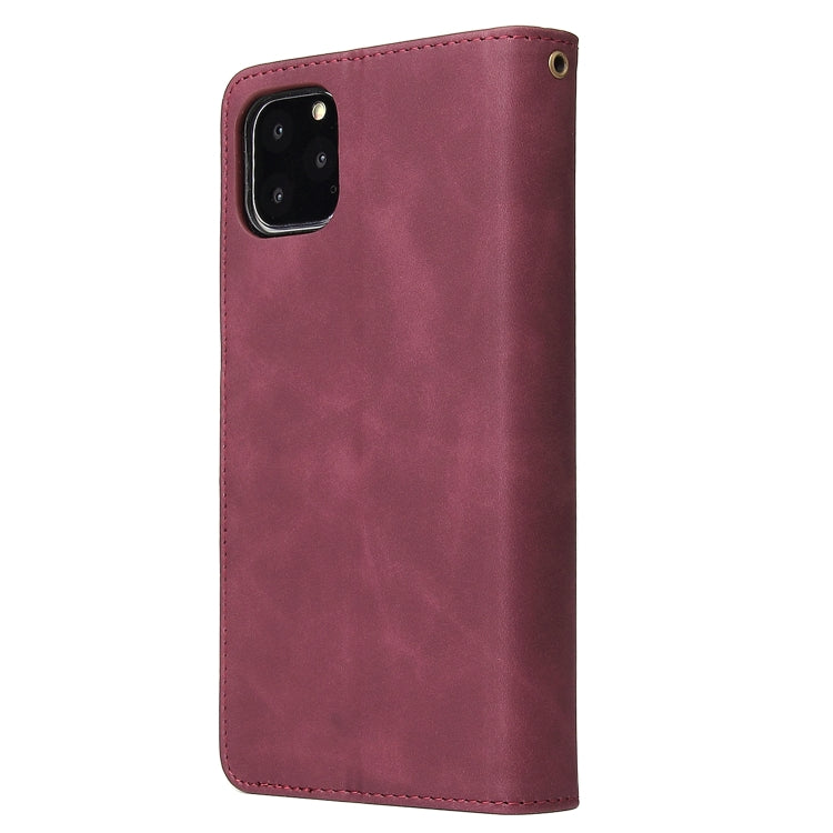 For iPhone 11 Pro Multifunctional Retro Frosted Horizontal Flip Leather Case with Card Slot & Holder & Zipper Wallet & Photo Frame & Lanyard