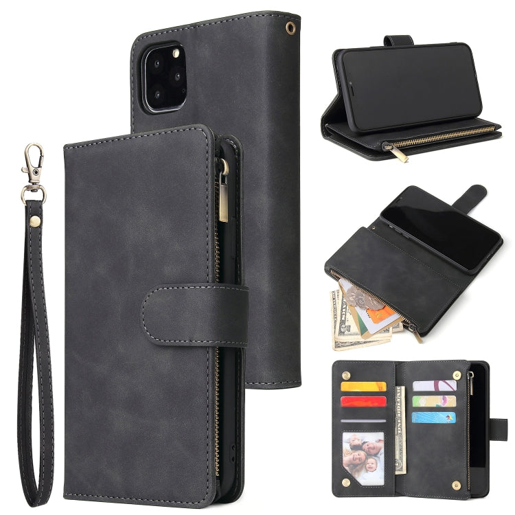 For iPhone 11 Multifunctional Retro Frosted Horizontal Flip Leather Case with Card Slot & Holder & Zipper Wallet & Photo Frame & Lanyard