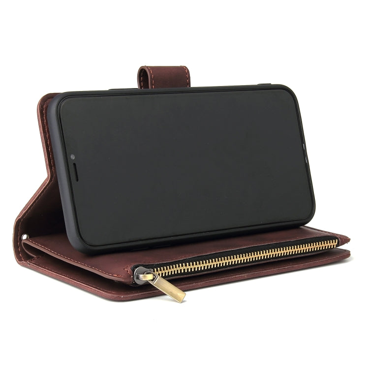 For iPhone 11 Multifunctional Retro Frosted Horizontal Flip Leather Case with Card Slot & Holder & Zipper Wallet & Photo Frame & Lanyard