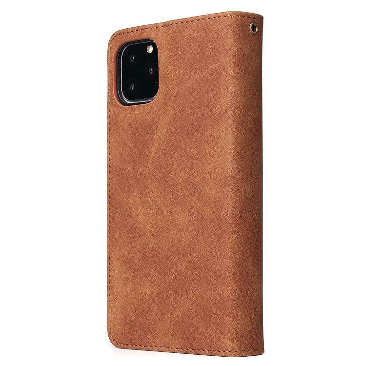 For iPhone 11 Multifunctional Retro Frosted Horizontal Flip Leather Case with Card Slot & Holder & Zipper Wallet & Photo Frame & Lanyard