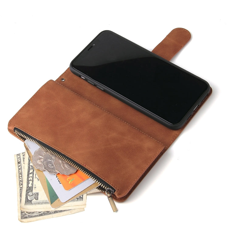 For iPhone 11 Multifunctional Retro Frosted Horizontal Flip Leather Case with Card Slot & Holder & Zipper Wallet & Photo Frame & Lanyard