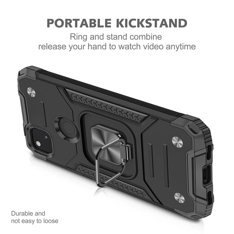 For Google Pixel 4a Magnetic Armor Shockproof TPU + PC Case with Metal Ring Holder