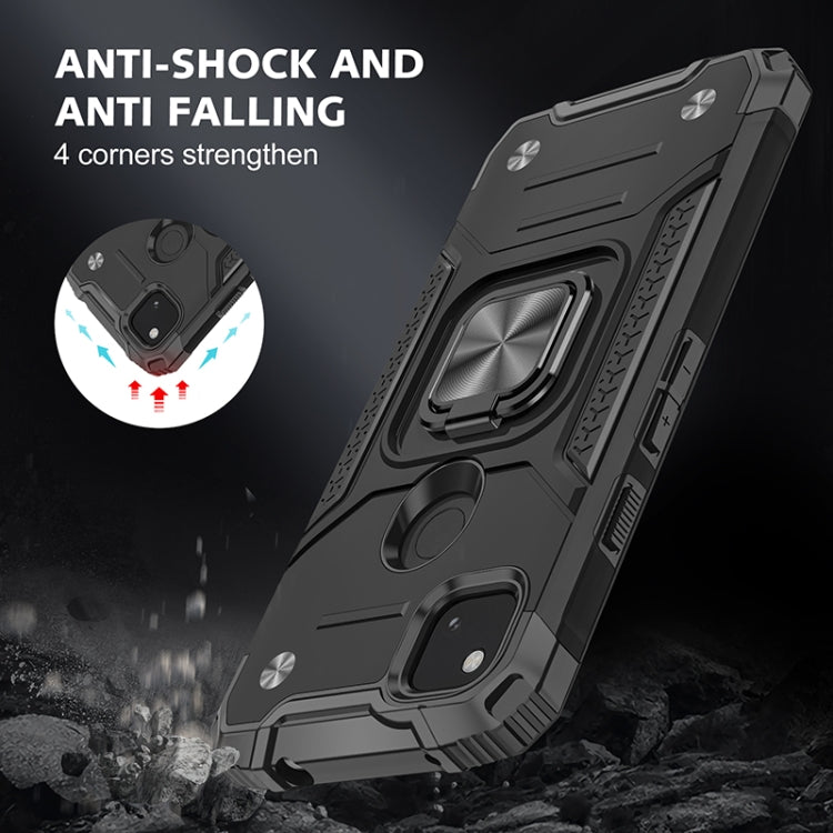 For Google Pixel 4a Magnetic Armor Shockproof TPU + PC Case with Metal Ring Holder