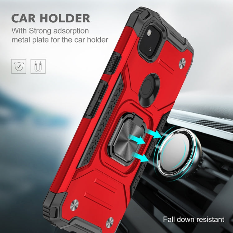 For Google Pixel 4a Magnetic Armor Shockproof TPU + PC Case with Metal Ring Holder