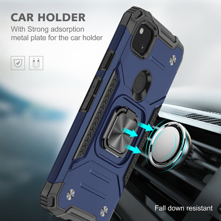 For Google Pixel 4a Magnetic Armor Shockproof TPU + PC Case with Metal Ring Holder