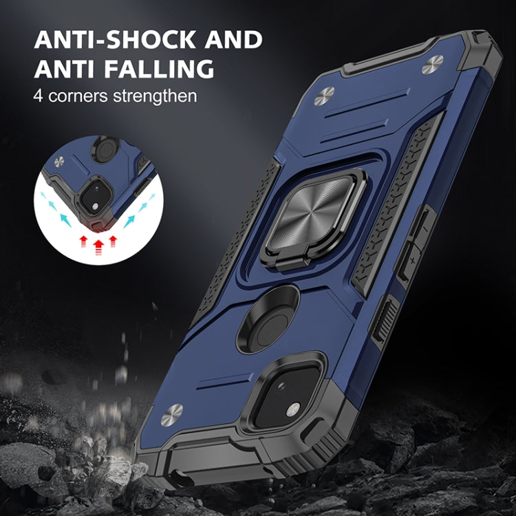 For Google Pixel 4a Magnetic Armor Shockproof TPU + PC Case with Metal Ring Holder