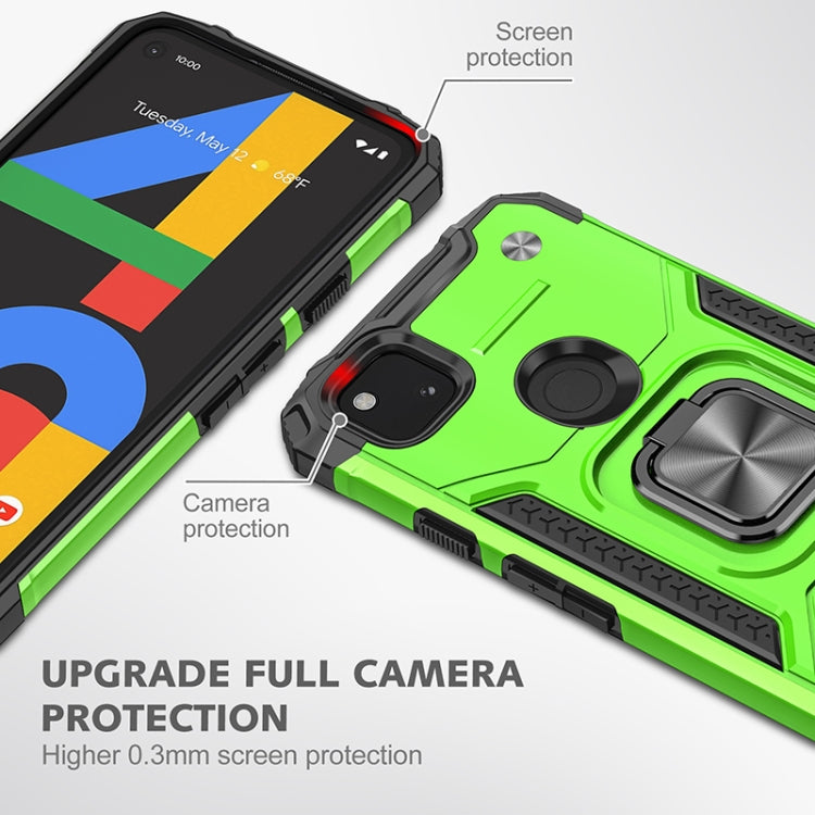 For Google Pixel 4a Magnetic Armor Shockproof TPU + PC Case with Metal Ring Holder