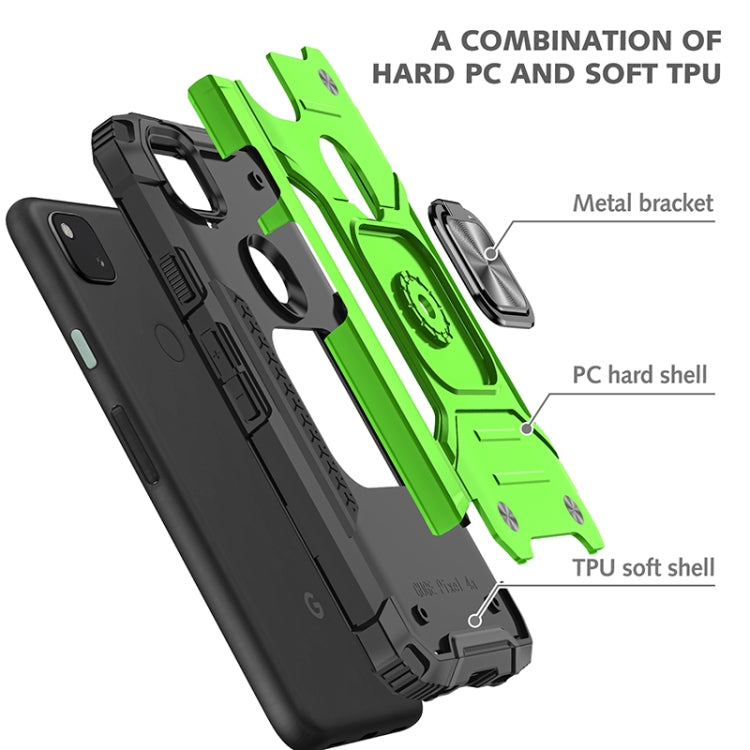 For Google Pixel 4a Magnetic Armor Shockproof TPU + PC Case with Metal Ring Holder