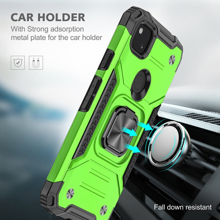 For Google Pixel 4a Magnetic Armor Shockproof TPU + PC Case with Metal Ring Holder