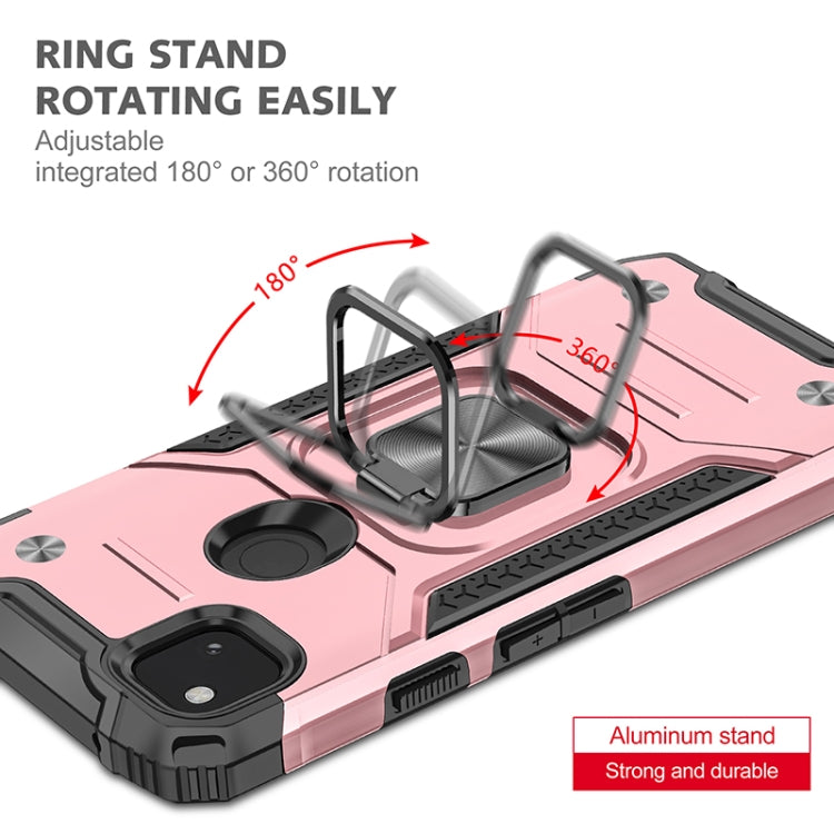 For Google Pixel 4a Magnetic Armor Shockproof TPU + PC Case with Metal Ring Holder