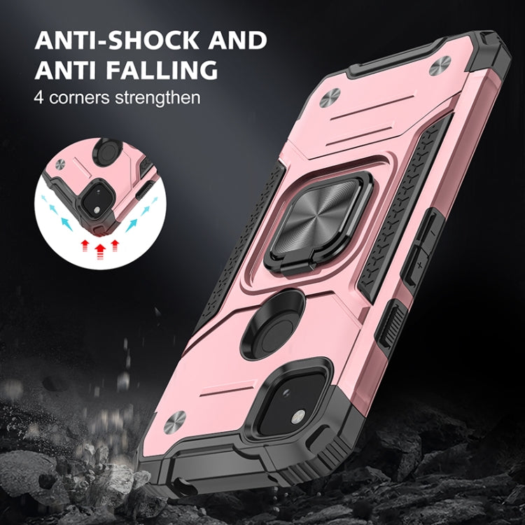 For Google Pixel 4a Magnetic Armor Shockproof TPU + PC Case with Metal Ring Holder