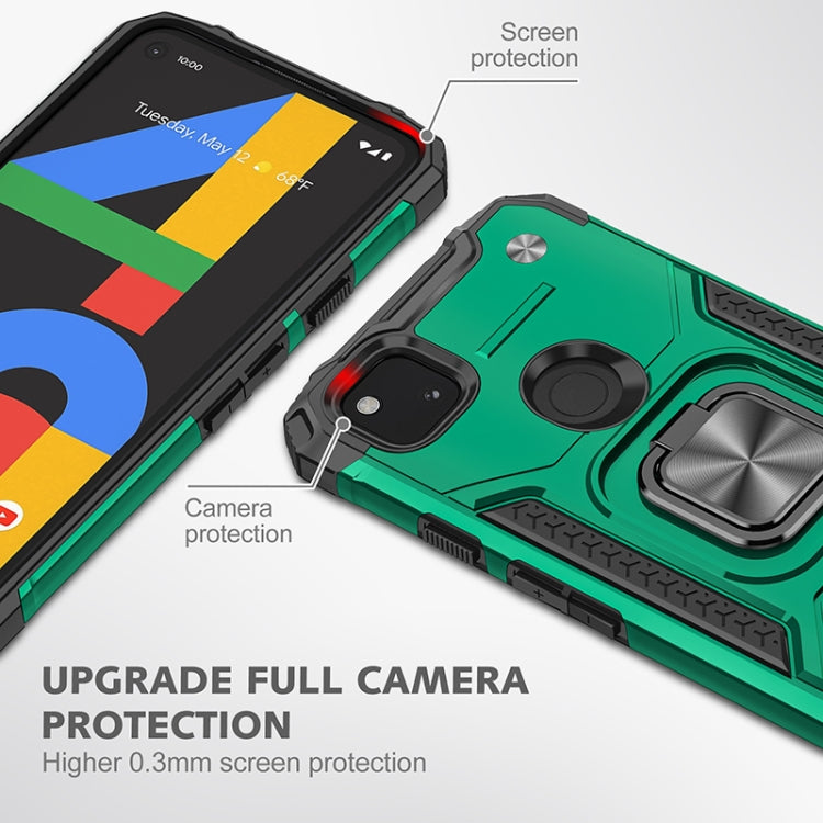 For Google Pixel 4a Magnetic Armor Shockproof TPU + PC Case with Metal Ring Holder