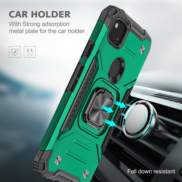 For Google Pixel 4a Magnetic Armor Shockproof TPU + PC Case with Metal Ring Holder