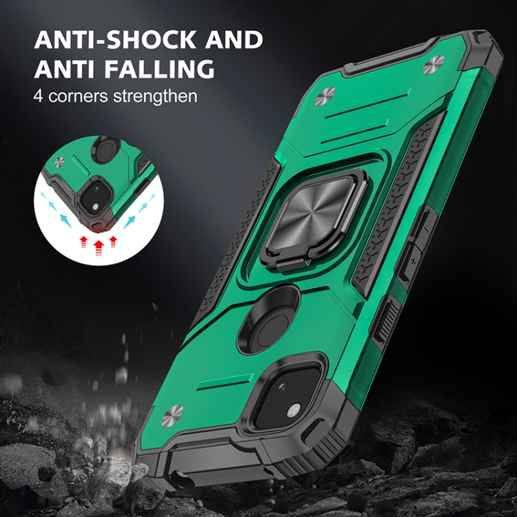 For Google Pixel 4a Magnetic Armor Shockproof TPU + PC Case with Metal Ring Holder
