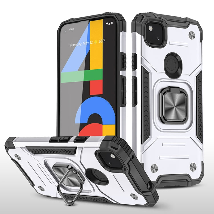 For Google Pixel 4a Magnetic Armor Shockproof TPU + PC Case with Metal Ring Holder