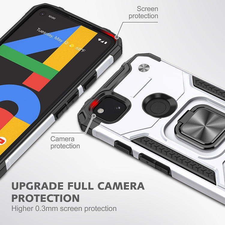 For Google Pixel 4a Magnetic Armor Shockproof TPU + PC Case with Metal Ring Holder