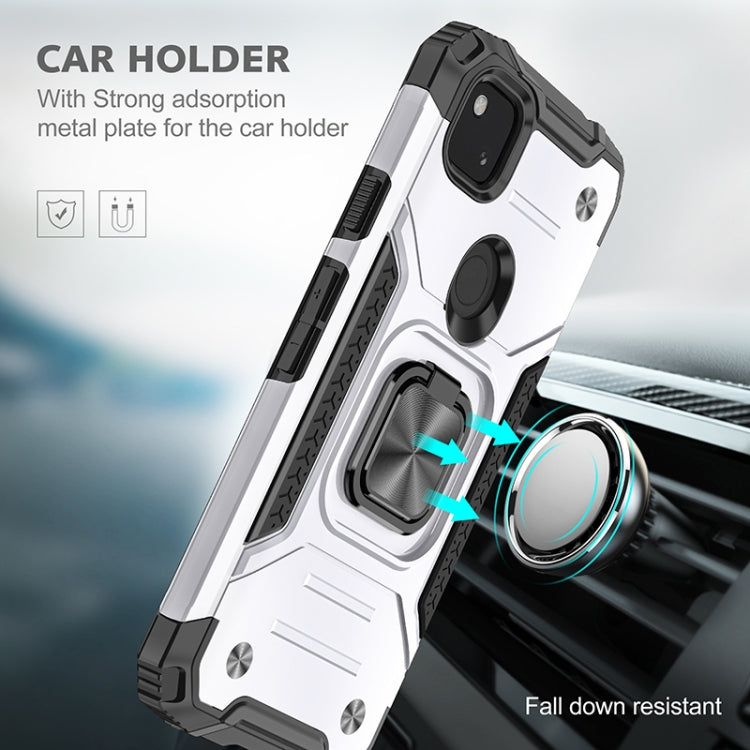 For Google Pixel 4a Magnetic Armor Shockproof TPU + PC Case with Metal Ring Holder