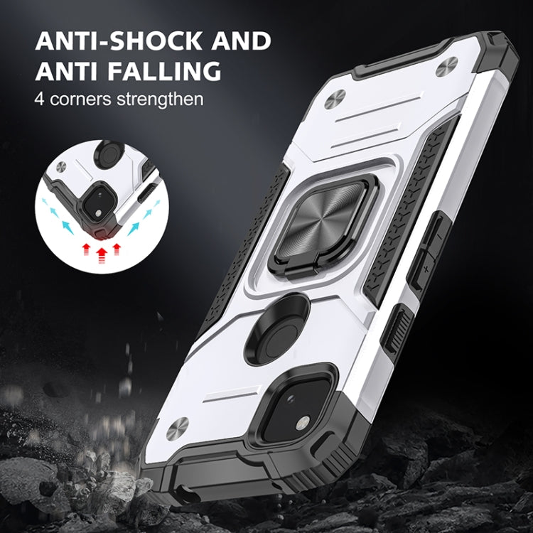 For Google Pixel 4a Magnetic Armor Shockproof TPU + PC Case with Metal Ring Holder