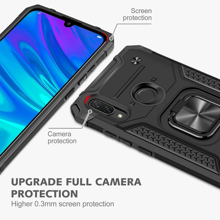 For Huawei P Smart(2019) Magnetic Armor Shockproof TPU + PC Case with Metal Ring Holder