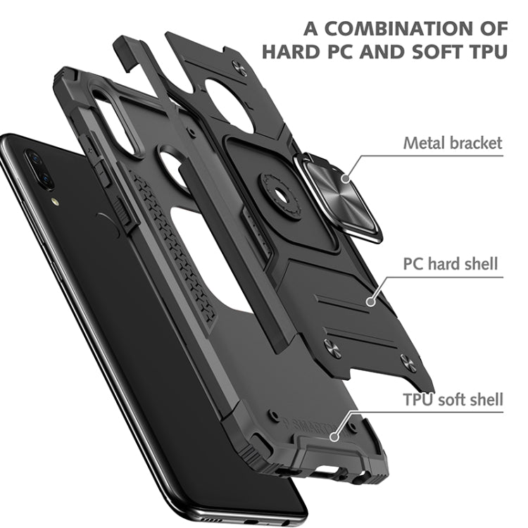For Huawei P Smart(2019) Magnetic Armor Shockproof TPU + PC Case with Metal Ring Holder