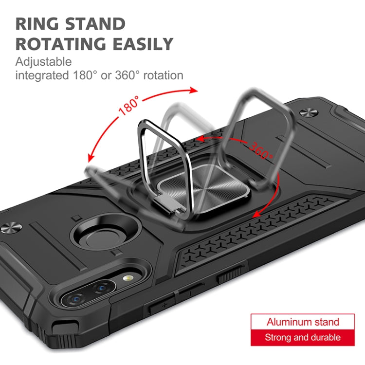 For Huawei P Smart(2019) Magnetic Armor Shockproof TPU + PC Case with Metal Ring Holder