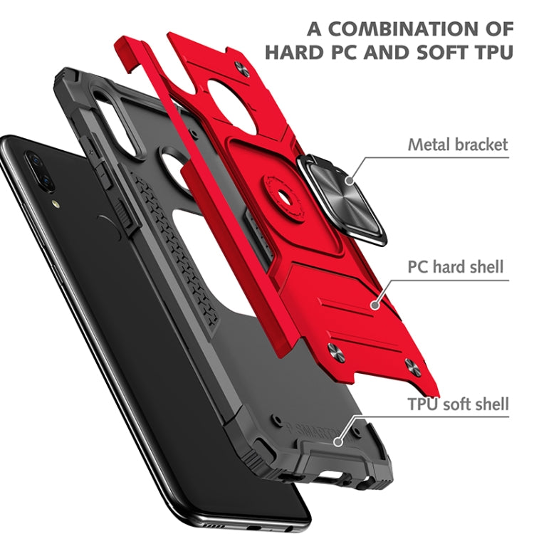 For Huawei P Smart(2019) Magnetic Armor Shockproof TPU + PC Case with Metal Ring Holder