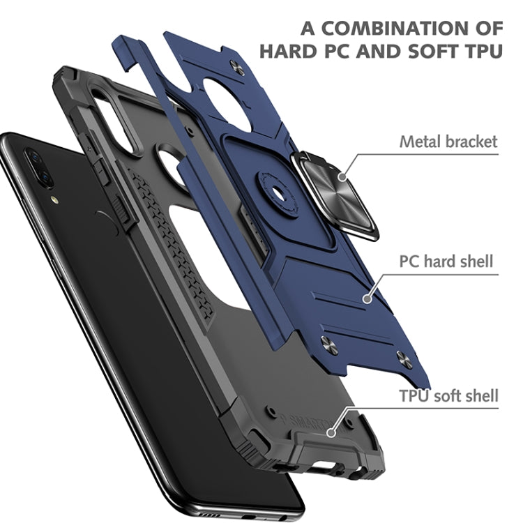 For Huawei P Smart(2019) Magnetic Armor Shockproof TPU + PC Case with Metal Ring Holder