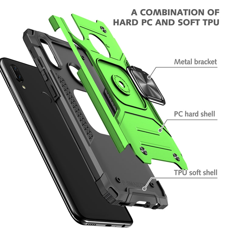 For Huawei P Smart(2019) Magnetic Armor Shockproof TPU + PC Case with Metal Ring Holder