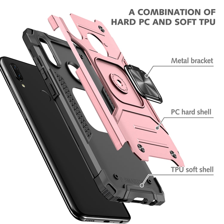 For Huawei P Smart(2019) Magnetic Armor Shockproof TPU + PC Case with Metal Ring Holder