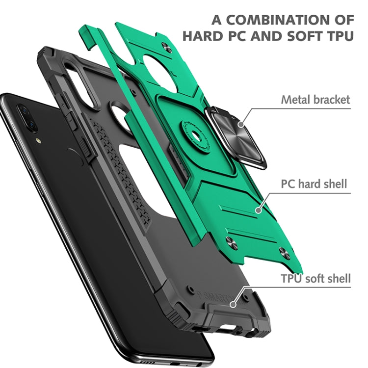 For Huawei P Smart(2019) Magnetic Armor Shockproof TPU + PC Case with Metal Ring Holder