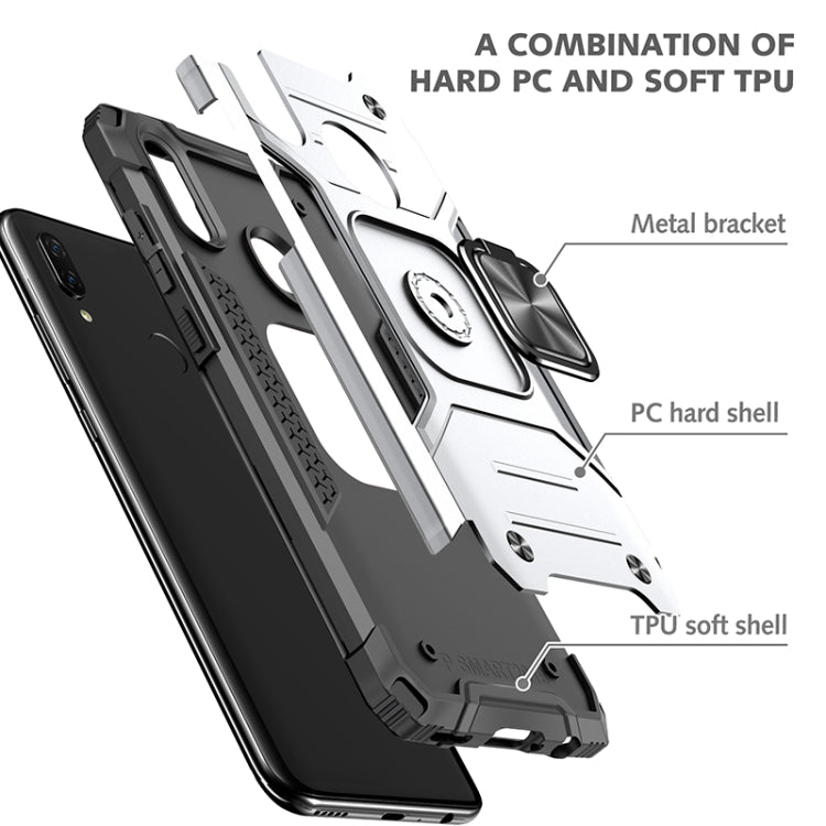 For Huawei P Smart(2019) Magnetic Armor Shockproof TPU + PC Case with Metal Ring Holder