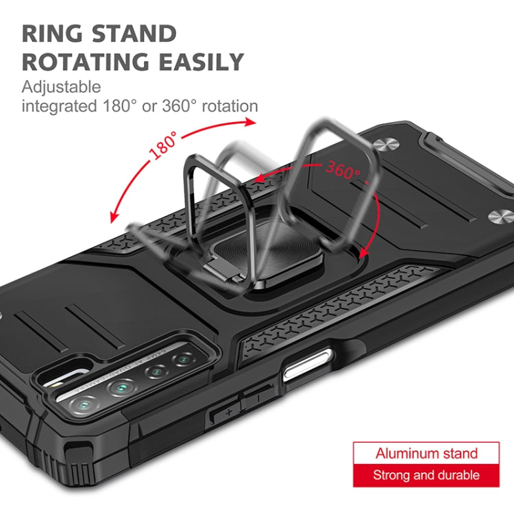 For Huawei P40 Lite 5G / Nova 7 SE Magnetic Armor Shockproof TPU + PC Case with Metal Ring Holder