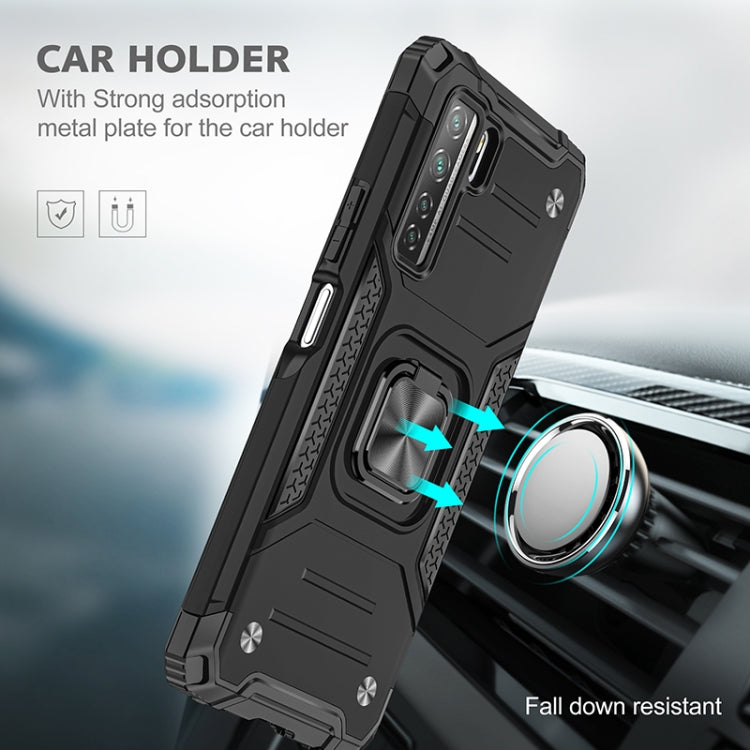 For Huawei P40 Lite 5G / Nova 7 SE Magnetic Armor Shockproof TPU + PC Case with Metal Ring Holder