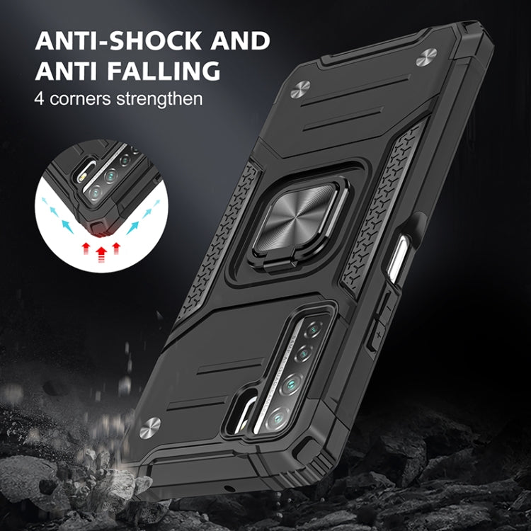 For Huawei P40 Lite 5G / Nova 7 SE Magnetic Armor Shockproof TPU + PC Case with Metal Ring Holder