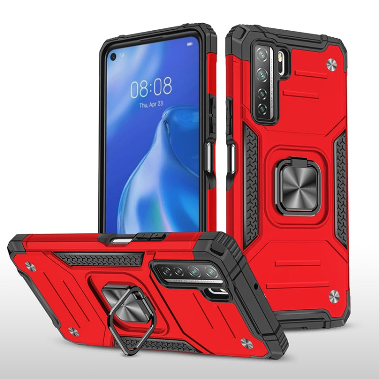 For Huawei P40 Lite 5G / Nova 7 SE Magnetic Armor Shockproof TPU + PC Case with Metal Ring Holder