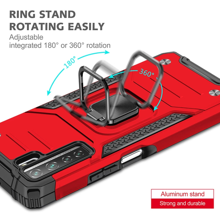 For Huawei P40 Lite 5G / Nova 7 SE Magnetic Armor Shockproof TPU + PC Case with Metal Ring Holder