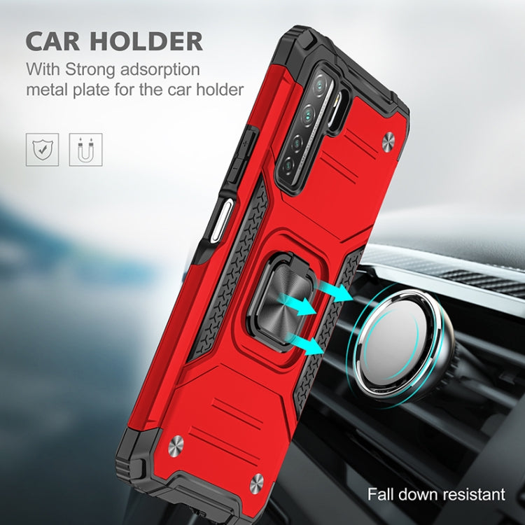 For Huawei P40 Lite 5G / Nova 7 SE Magnetic Armor Shockproof TPU + PC Case with Metal Ring Holder