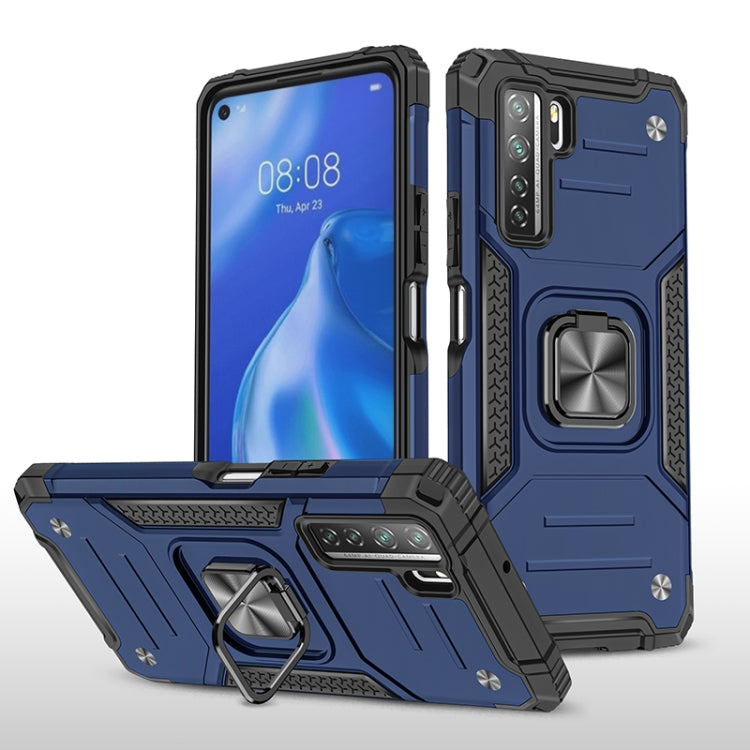 For Huawei P40 Lite 5G / Nova 7 SE Magnetic Armor Shockproof TPU + PC Case with Metal Ring Holder