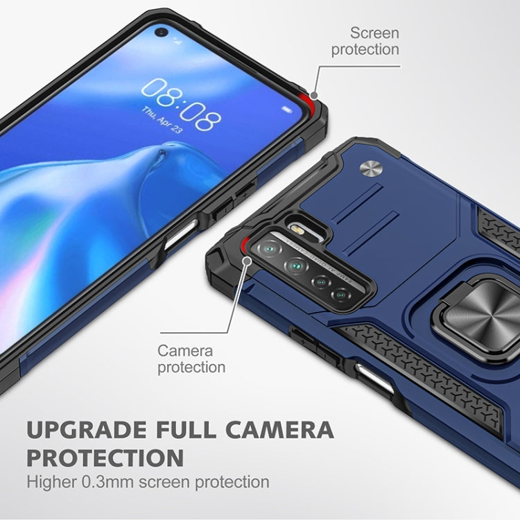 For Huawei P40 Lite 5G / Nova 7 SE Magnetic Armor Shockproof TPU + PC Case with Metal Ring Holder