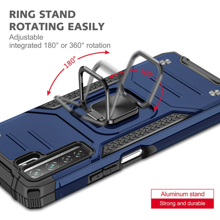 For Huawei P40 Lite 5G / Nova 7 SE Magnetic Armor Shockproof TPU + PC Case with Metal Ring Holder