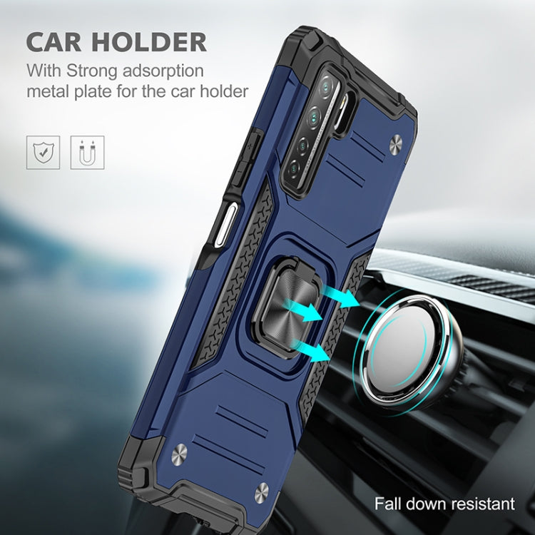 For Huawei P40 Lite 5G / Nova 7 SE Magnetic Armor Shockproof TPU + PC Case with Metal Ring Holder