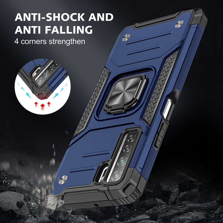 For Huawei P40 Lite 5G / Nova 7 SE Magnetic Armor Shockproof TPU + PC Case with Metal Ring Holder