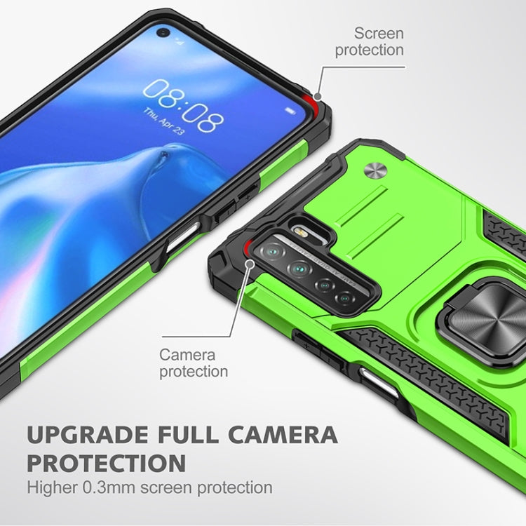 For Huawei P40 Lite 5G / Nova 7 SE Magnetic Armor Shockproof TPU + PC Case with Metal Ring Holder