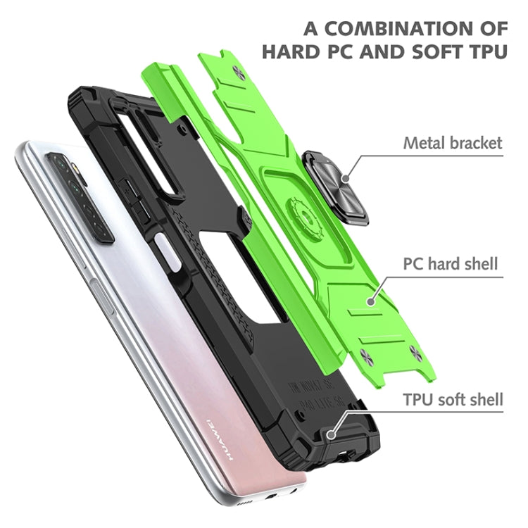 For Huawei P40 Lite 5G / Nova 7 SE Magnetic Armor Shockproof TPU + PC Case with Metal Ring Holder