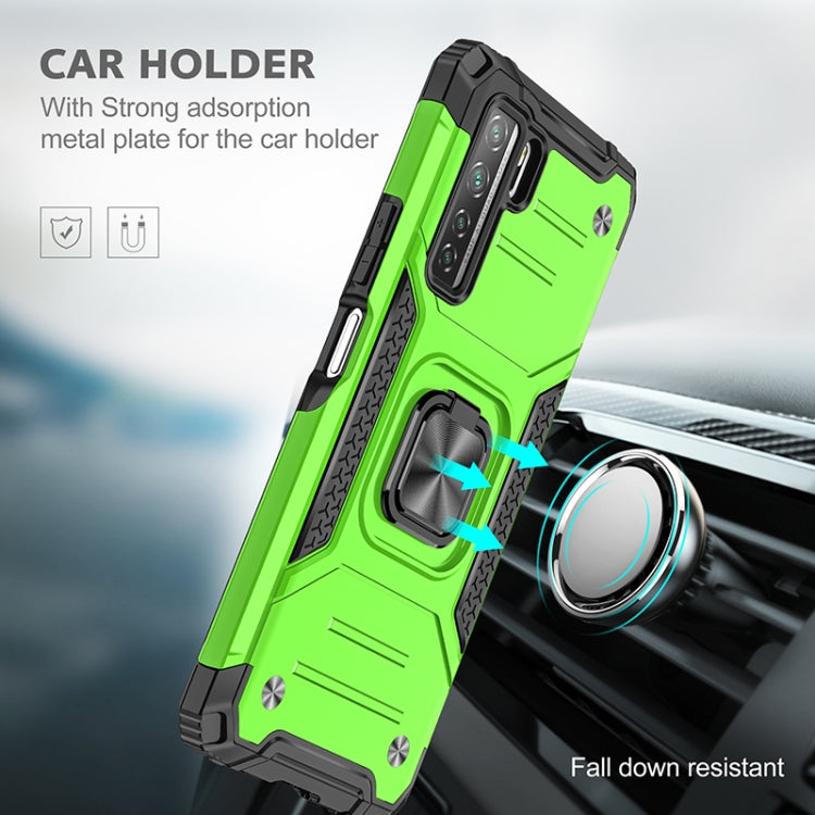 For Huawei P40 Lite 5G / Nova 7 SE Magnetic Armor Shockproof TPU + PC Case with Metal Ring Holder
